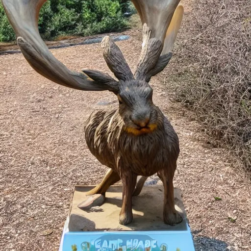 Prompt: A statue of a Jackalope