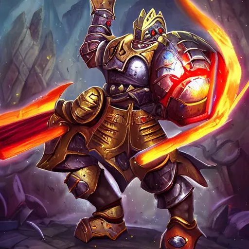 Prompt: Heavy knight’s Gauntlet, the gauntlet, powerful gauntlet, the war gauntlet, war theme, bloodbath battlefield background, fiery battle coloring, hearthstone art style, epic fantasy style art, fantasy epic digital art, epic fantasy card game art