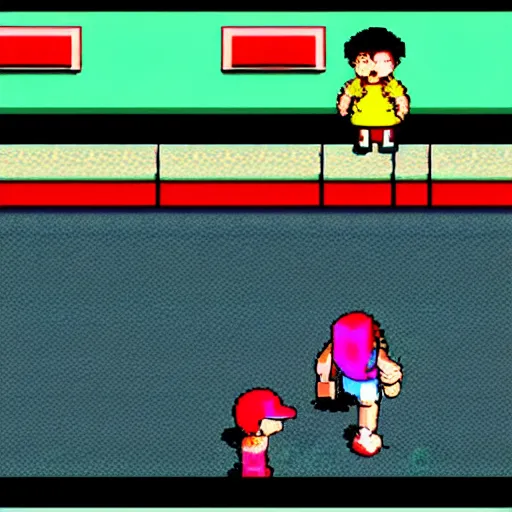 Prompt: earthbound snes screenshot