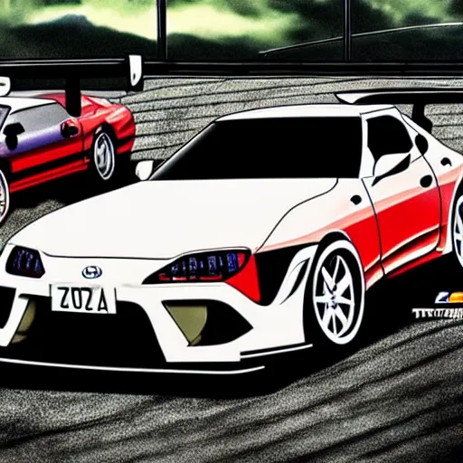 Prompt: toyota supra 2 0 2 1 initial d, anime art