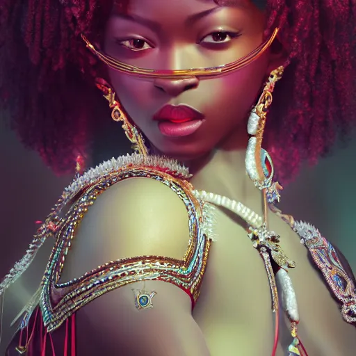 Image similar to wonderful princess of ruby with dark skin, ornate 8 k gorgeous intricate detailed, accent lighting, dramatic light, octane render