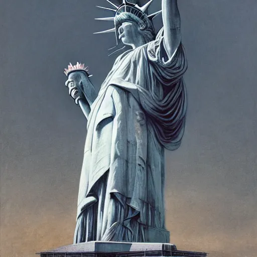 Image similar to portrait of statue of liberty, whiteness | highly detailed matte painting, hyperrealistic, very intrincate | cinematic lighting, award - winning | by rachel ruysch, giger, beksinski and bocklin | by austin osman spare and william blake, trending on artstation, cgsociety, official art, octane.