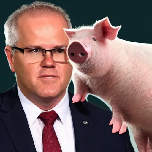 Prompt: scott morrison with the body of a pig