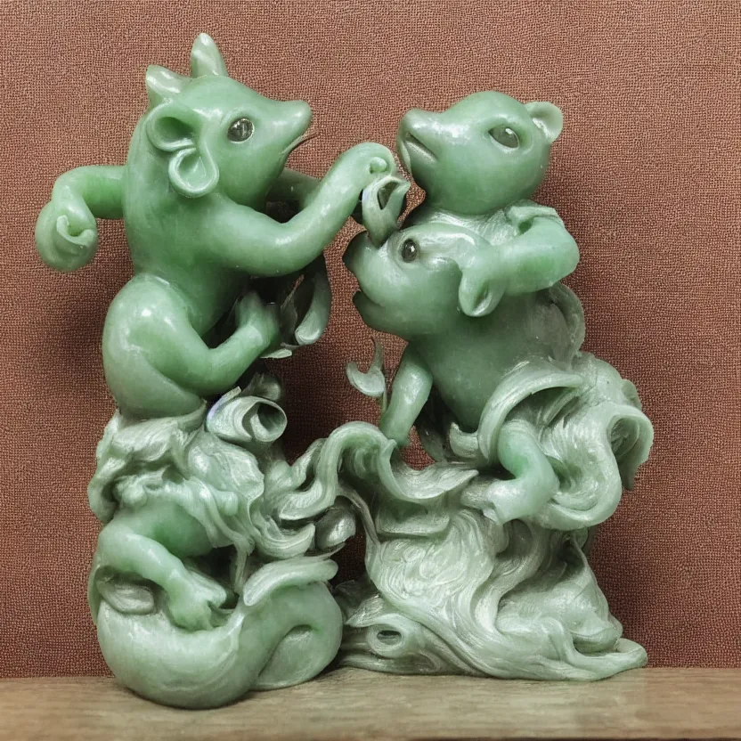 Image similar to carefully crafted jade statue of hedgehog