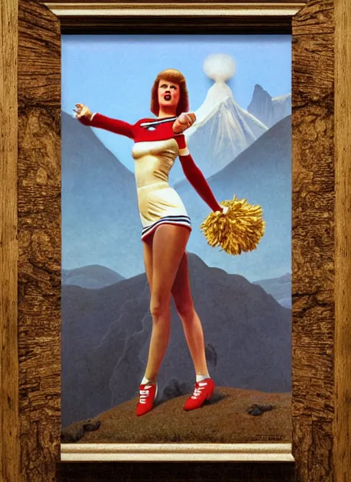 Image similar to portrait of talyor swift cheerleader, twin peaks poster art, from scene from twin peaks, by michael whelan, maxfield parrish, jeffrey catherine jones, artgerm, retro, nostalgic, old fashioned