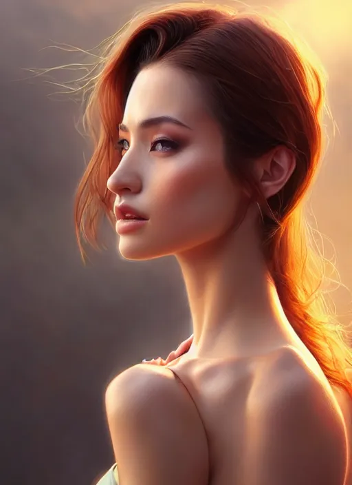 Image similar to photo of a gorgeous young woman in the style of stefan kostic, realistic, sharp focus, 8 k high definition, insanely detailed, intricate, elegant, art by stanley lau and artgerm