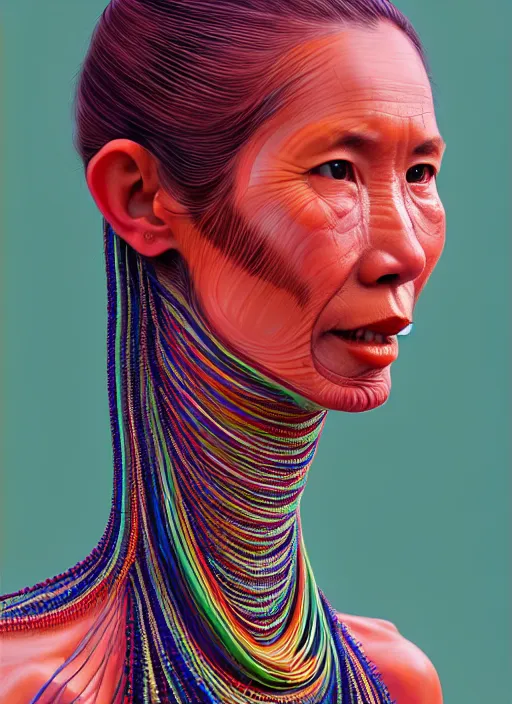 Prompt: portrait of catriona balfe, hyper detailed ultra sharp kayan people ( myanmar ) long - neck woman. trending on artstation, warpaint aesthetic, colorful, psychedelic, ornate, intricate, digital painting, concept art, smooth, sharp focus, illustration, art by artgerm and greg rutkowski and h. r. giger, 8 k