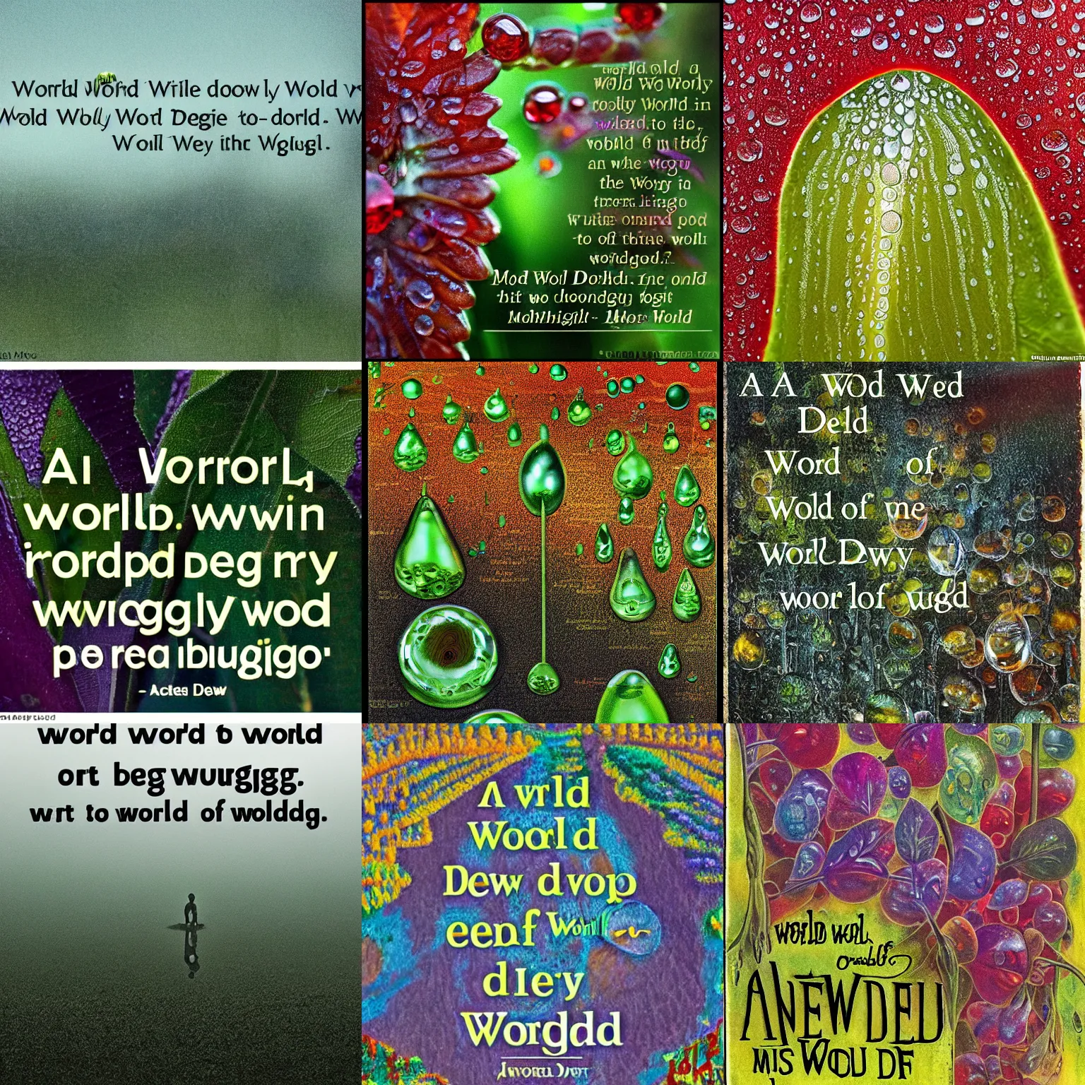 Prompt: a world of dew, and within every dewdrop, a world of struggle