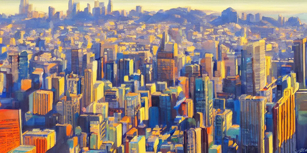 Image similar to new painting of San Francisco city by Greg Aronson, artstation