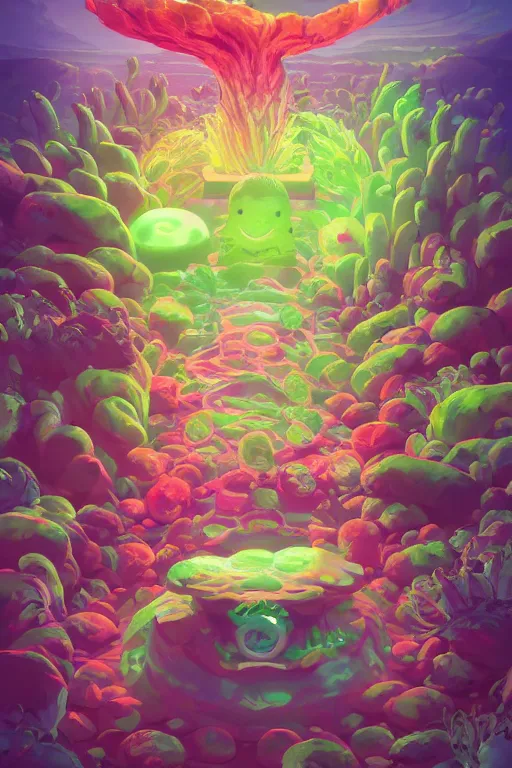 Image similar to roots cactus sushi cristal smurf ghost creature animal sushi cristal very big eye roots cactus elemental flush of force nature micro world fluo fishscale, behance hd by jesper ejsing, by rhads, makoto shinkai and lois van baarle, ilya kuvshinov, rossdraws radiating a glowing aura global illumination ray tracing hdr