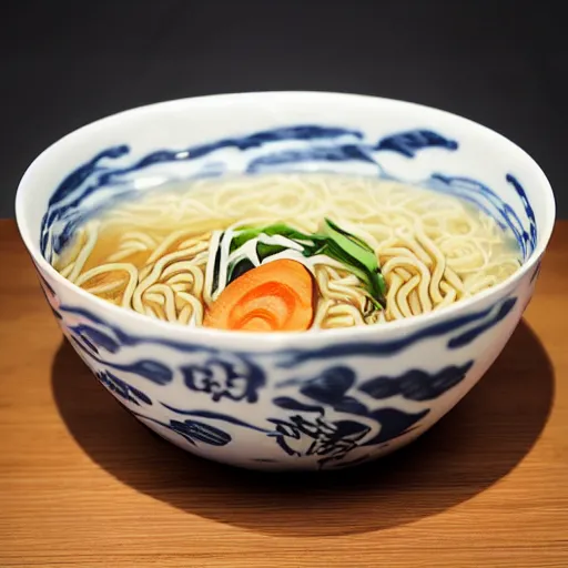 Image similar to kanji style ramen noodles bowl japan, by makoto shinkai