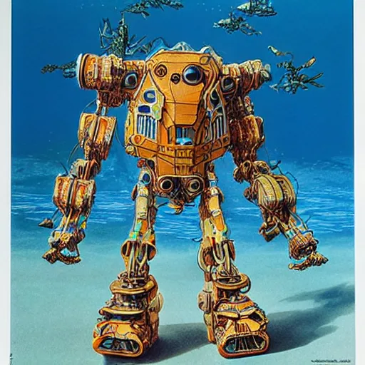 Image similar to subaquatic combat mecha, amphibious mobile suit by patrick woodroffe, ron mueck, carole feuerman, victo ngai