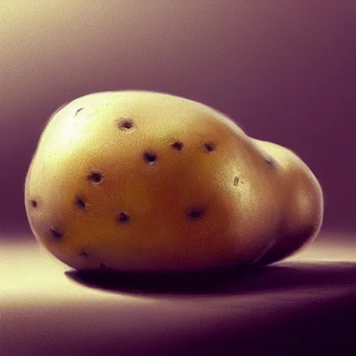 Image similar to Perfectly-centered photograph of a potato with a face and hands and legs, lifelike, super highly detailed, professional digital painting, artstation, concept art, smooth, sharp focus, extreme illustration, Unreal Engine 5, Photorealism, HD quality, 8k resolution, cinema 4d, 3D, beautiful, cinematic, art by artgerm and greg rutkowski and alphonse mucha and loish and WLOP