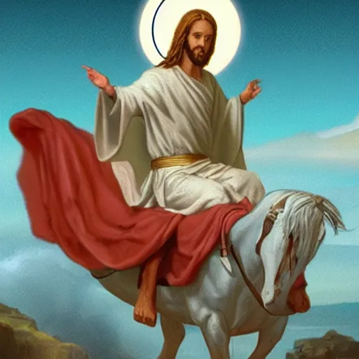 Image similar to the third coming of jesus riding on an elongated musketeer, disguised as a holy tide pod who judges us for our lack of sins, 4k, trending on twitter