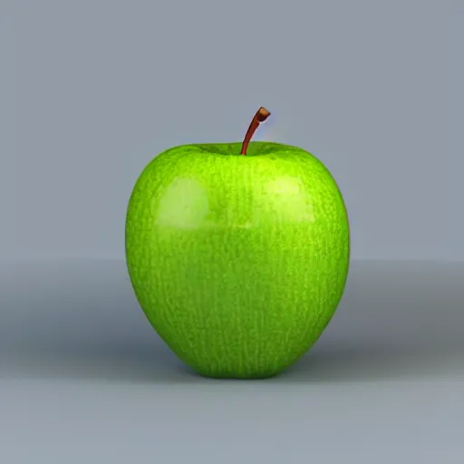 Prompt: a 3 d render of a apple with a silly face