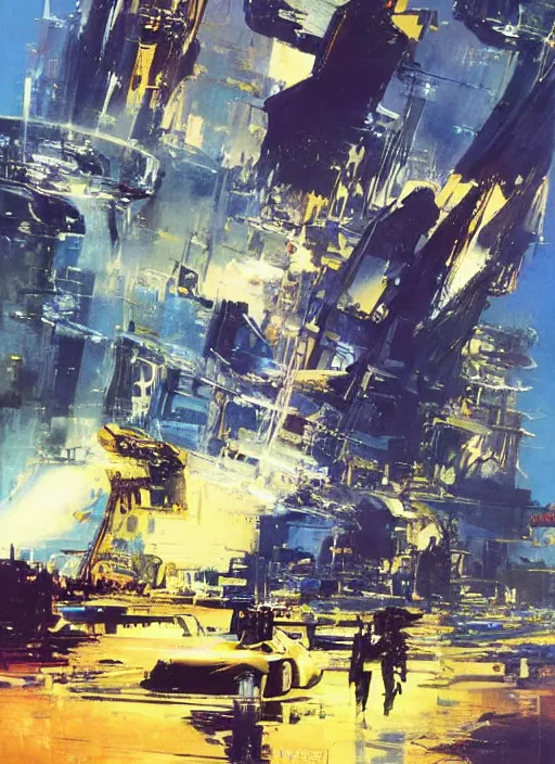 Image similar to spacious bg. minimalistic piece. masterpiece book cover illustration by the great famous sci - fi artist john berkey.