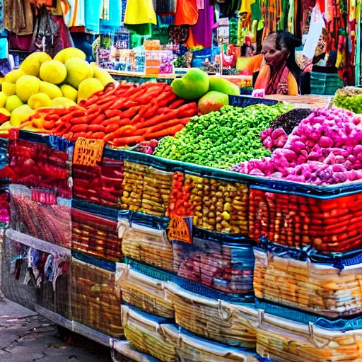 Prompt: colourful markets