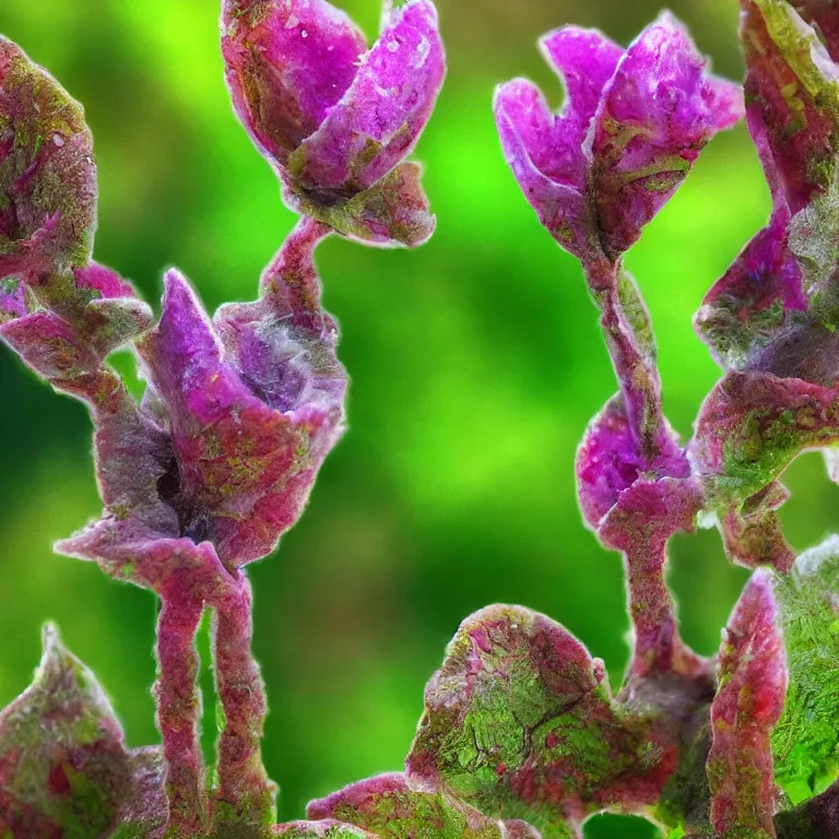 Prompt: a beautiful picture of close up plant sprouts in a fantasy world full of interesting buds fictional and gorgeous, cute animals walking nearby, 8 k resolution, highly detailed, hdr, artwork, trending on artstation, kinetic art