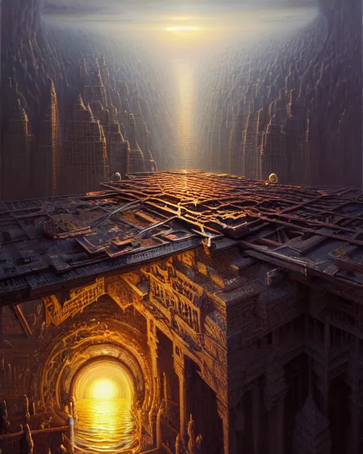 Image similar to a hyper - detailed 3 d render like a oil painting of the construction of a unified theory, surrealism!!!!! surreal concept art, lifelike, photorealistic, digital painting, aesthetic, smooth, sharp focus, artstation hd, by greg rutkowski, bruce pennington, valentina remenar and asher duran,