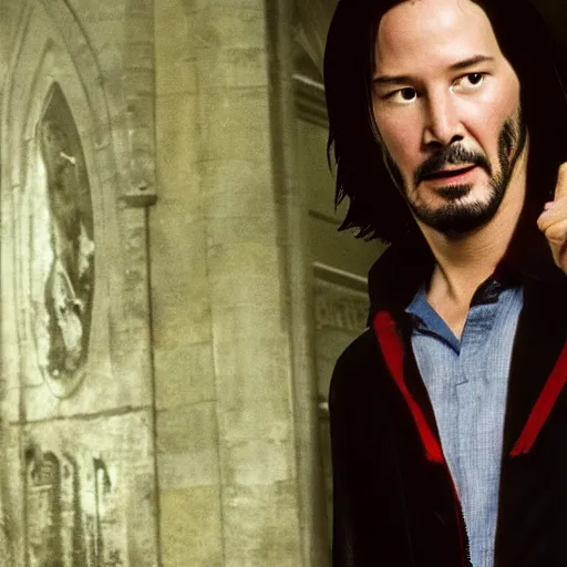 Image similar to keanu reeves as harry potter