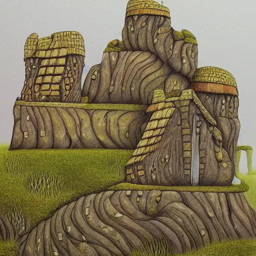 Prompt: house cliffs inspired by jacek yerka