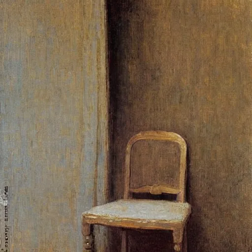 Prompt: a chair in a cosy room, painted by jules bastien - lepage, hyper - realistic