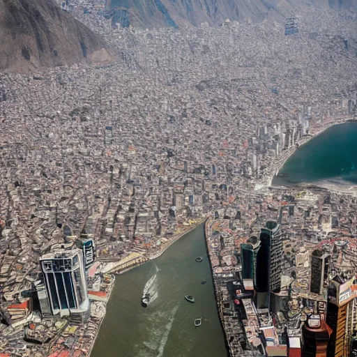 Prompt: Lima, Peru as seen from a helicopter