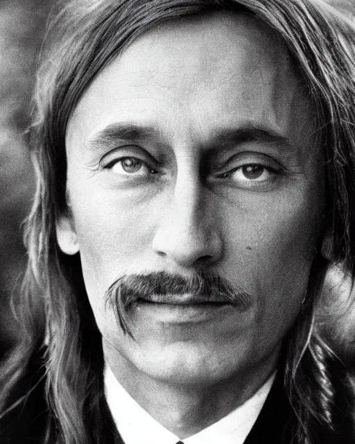 Image similar to a portrait of a 1 9 6 0 s hippie looking like vladimir putin