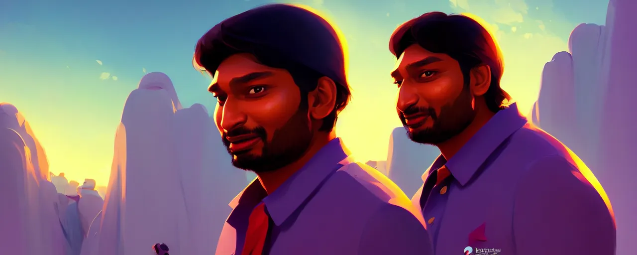 Image similar to portrait of Kumar Sangakkara, mattepainting concept Blizzard pixar maya engine on stylized background splash comics global illumination lighting artstation lois van baarle, ilya kuvshinov, rossdraws