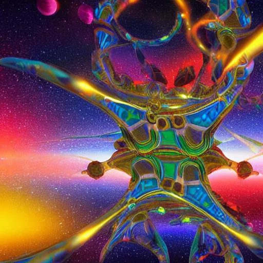 Prompt: three amigos on a space adventure, psychedelic colors, extremely detailed, fractal sky, unreal engine 6k render