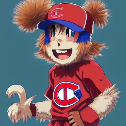 Image similar to anime Portrait of Youppi the Habs Montreal Canadiens Mascot as a very cute powerful and friendly pokemon, highly detailed anime, high evolution, 1990s, legendary, smooth, sharp focus, dynamic lighting, intricate, trending on ArtStation, illustration pokemon, art by WLOP