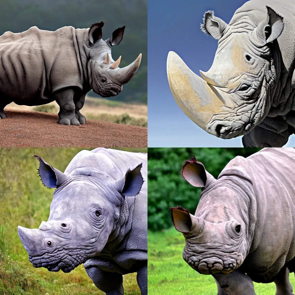 Prompt: a super furry rhino