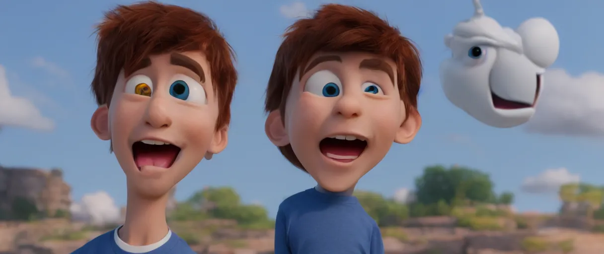 Image similar to One image consisting of ten images of different human emotions. This is a new cartoon character of a boy in the mix of disney and pixar style 8k, insane details, ultrarealistic, octane render