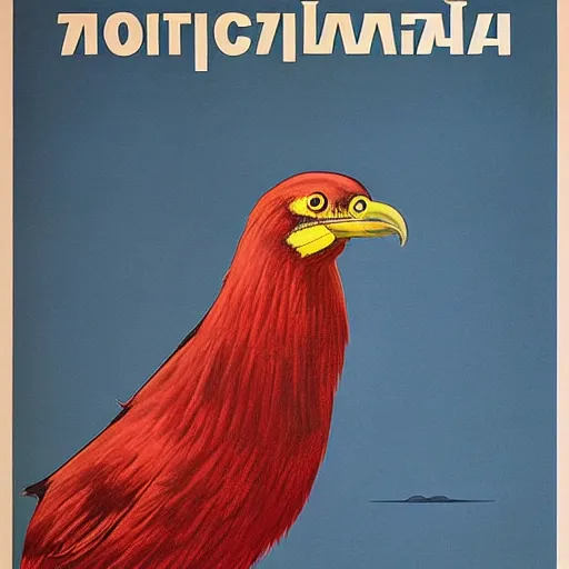 Image similar to soviet propaganda poster depicting a dromaius novaehollandiae in military uniform, painting by dmitti moor