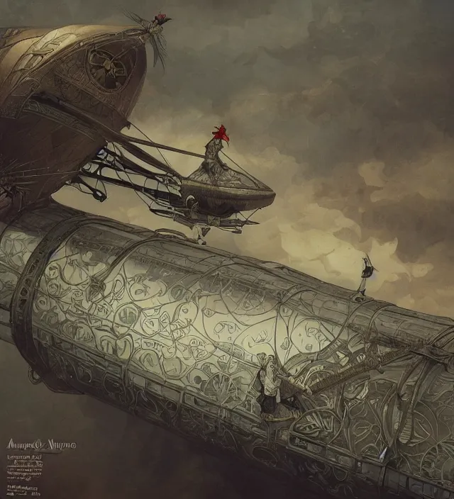 Image similar to a baroque steampunk airship dirigible in the style of last exile, blimp, intricate, highly detailed, digital painting, artstation, concept art, sharp focus, cinematic lighting, illustration, art by artgerm and greg rutkowski, alphonse mucha, cgsociety