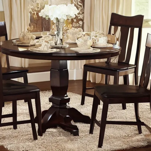 Prompt: i would flip and wonder, what kind of dining room set * defines * me as a person?