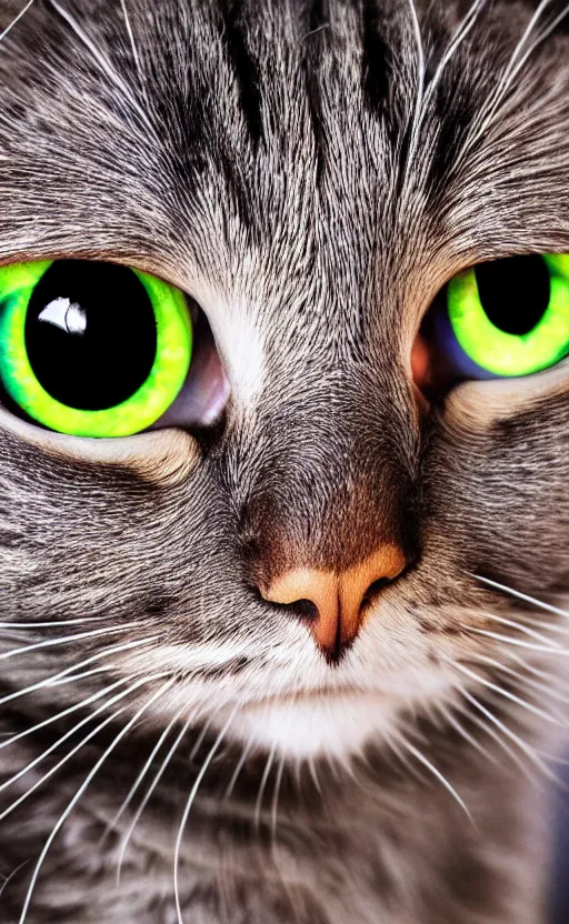Image similar to Cat with abnormally large eyes and laser vision, realistic, photo, 8K, detailed,