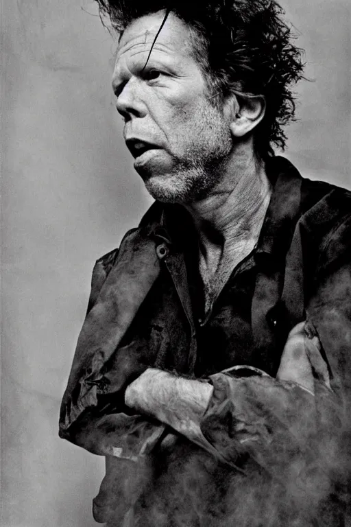 Image similar to tom waits portrait by annie liebovitz, award winning photography