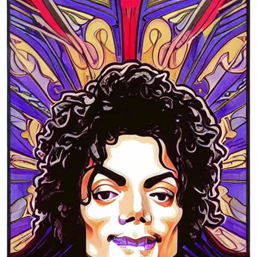 Image similar to Michael Jackson in the style of Alphonse Mucha