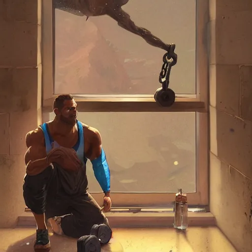 Prompt: highly detailed portrait of a gym bro in gta v, stephen bliss, unreal engine, fantasy art by greg rutkowski, loish, rhads, ferdinand knab, makoto shinkai and lois van baarle, ilya kuvshinov, rossdraws, tom bagshaw, global illumination, radiant light, detailed and intricate environment