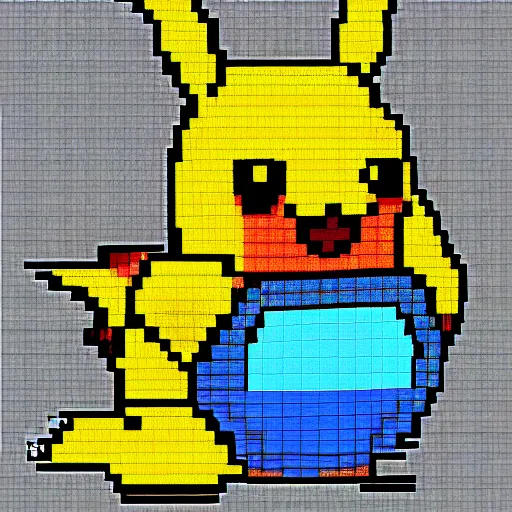 Image similar to pixel art of pikachu the god in the style of Paul Robertson