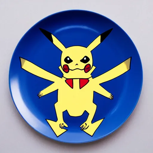 Prompt: the skeleton of pikachu on a plate