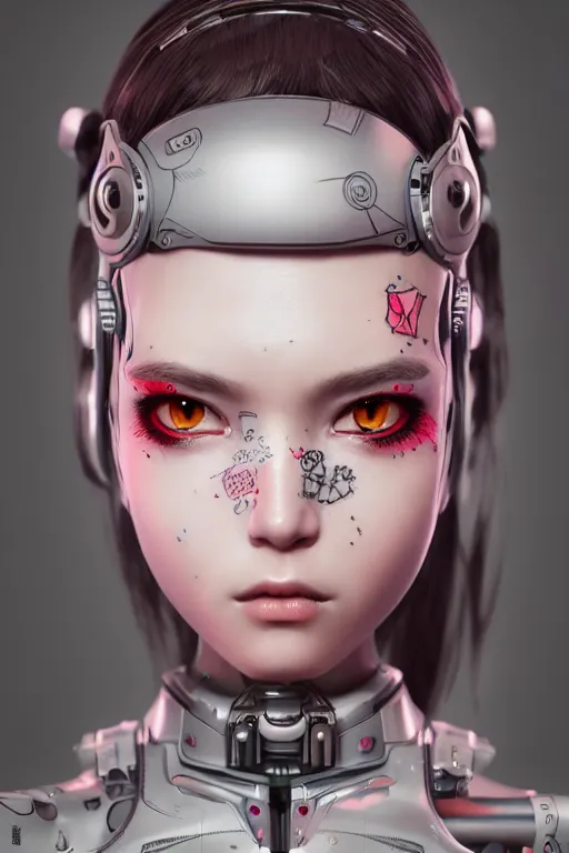 Image similar to cyborg girl kawaii, ultra realistic, concept art, intricate details, highly detailed, photorealistic, octane render, 8 k