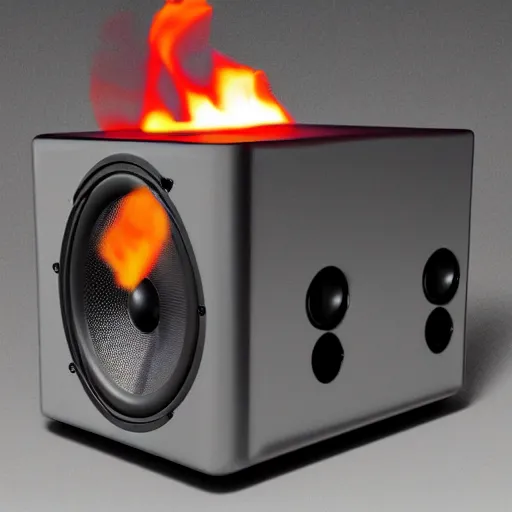 Prompt: loud speakers on fire