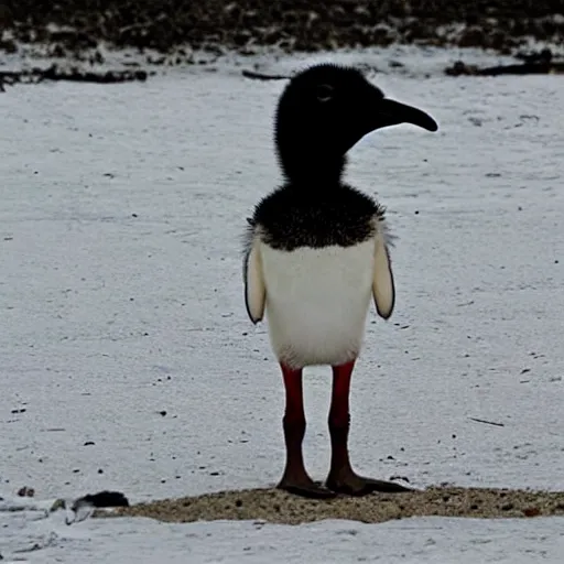 Prompt: an ostrich penguin hybrid, an ostrich mixed with a penguin