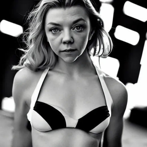 Image similar to natalie dormer made of milk, tiny bikini and miniskirt, highly detailed award winning food photography, backlit, album cover
