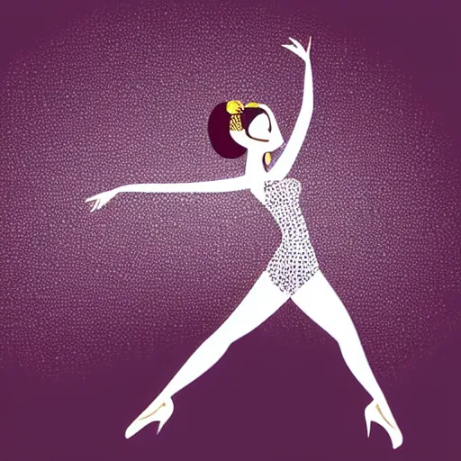 Image similar to a highly detailed vector illustration of a beautiful woman dancing with complex shading isolated on a black background