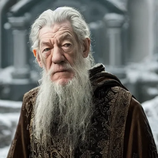 Prompt: Ian McKellen as Ivan the Terrible in 'The Tsar' (2019), movie still frame