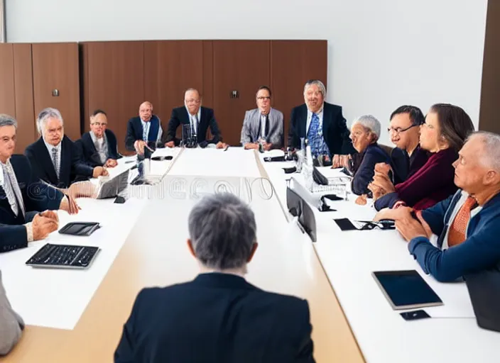 Image similar to photo of a management board meeting of well dressed cats. Highly detailed 8k. Intricate. Sony a7r iv 55mm. Stock photo.