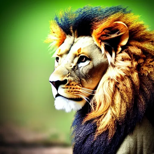 Prompt: a snake - lion - hybrid, animal photography